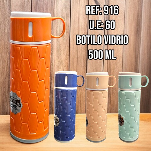 Botilo De Vidrio Recubierto Tapapocillo Colore