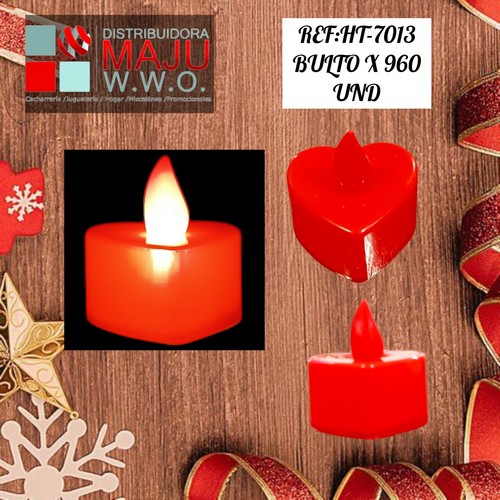 Vela Led Corazon Caja X24Pcs