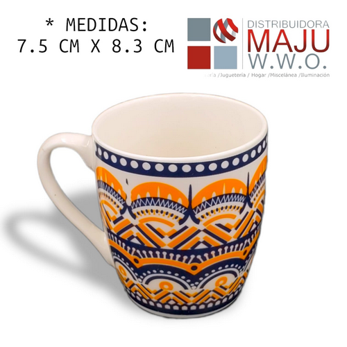 Pocillo Ceramico Mandalas Bicolor Pequeño D