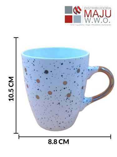 Pocillo Ceramico Blanco Jaspe Dorado De 8.8
