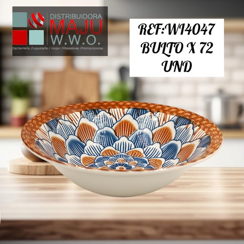 Plato Hondo Ceramico Sopa Flor Trensa De 50