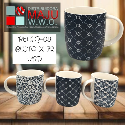 Pocillo Ceramico Diseños Florales Geometrico