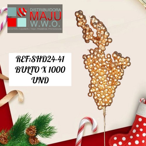 Pin Navide?O Minibolas Doradas X10Pcs De
