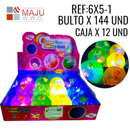 6X5-1 Pelota Con Agua Y Serpentinas De Colores Y L