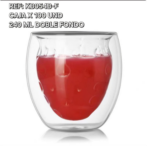 Vaso Doble Fondo Forma Fresa 250Ml
