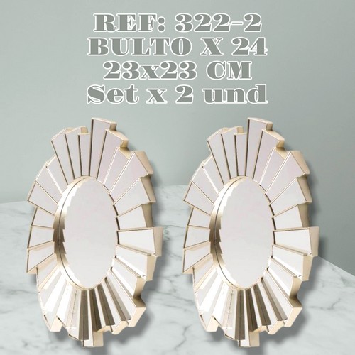 Set De Espejos Decorativos X2 Geometrico 23C