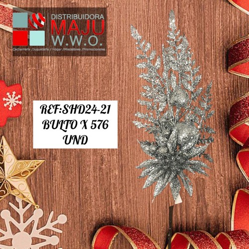 Pin Navide?O Flor Espiga Plata Bolsa X12
