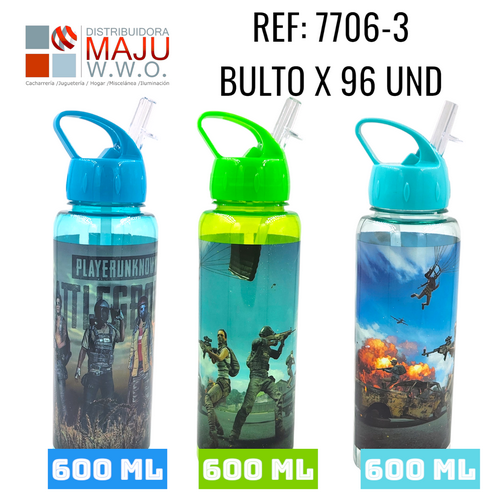 7706-3 Botilo 600Ml Redondo Impresos Varios Color