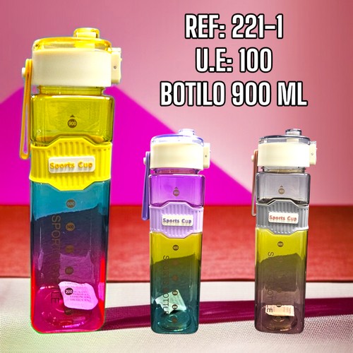 Botilo Anodizado Transparente Cuadrado De 9
