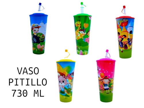 Vaso Pitillo Retractil Grande Dibujos Infan