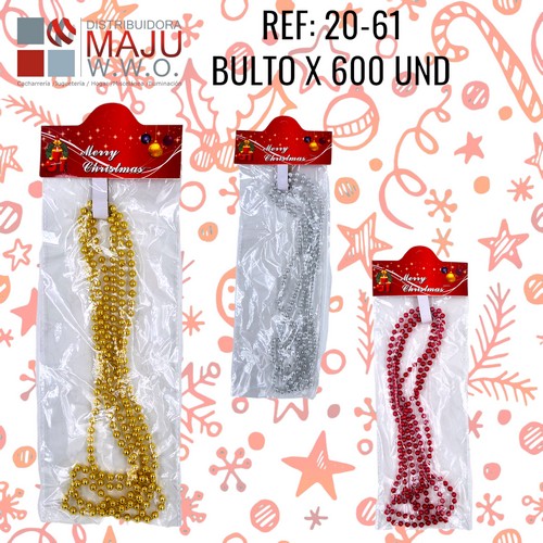 Collares Navideños Colores Oro, Plata, Rojo