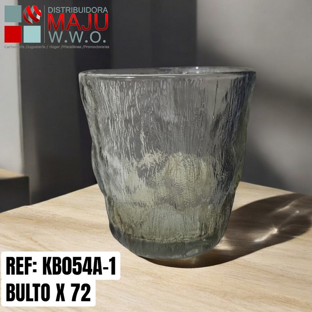 Vaso Texturizado En Vidrio Color Negro 28