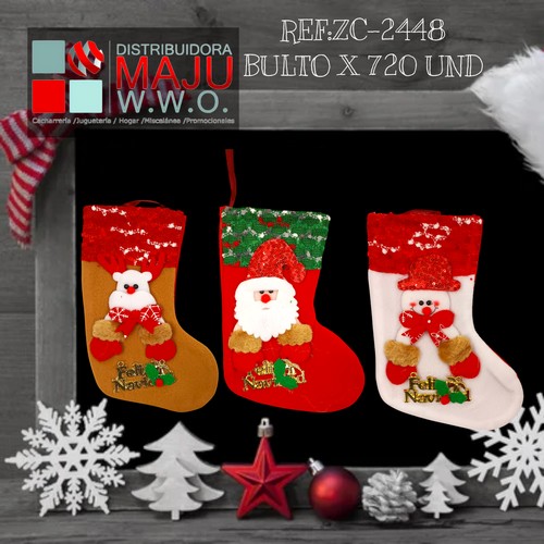 Botas Navideñas Con Personajes En Bolsa X1