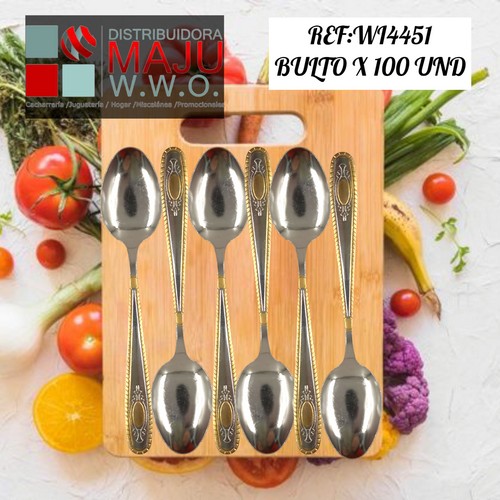 Cuchara Con Diseño Dorada 6Pcs 410, 20Cm,