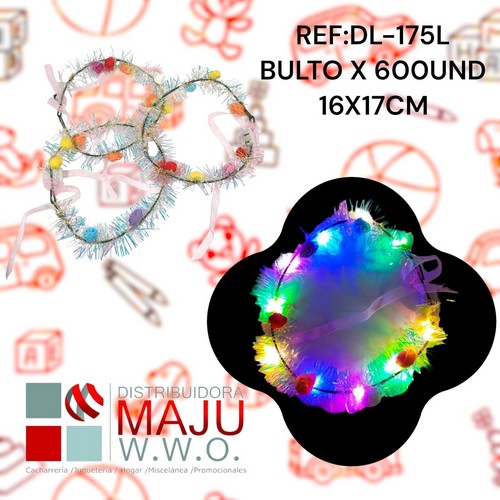 Diadema Con Luz Rosas Y Guirnaldas Brilla