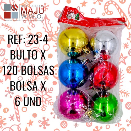 23-4 Bola Navideña En Bolsa X6Pcs Clasica 18X12Cm