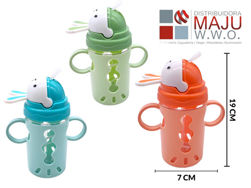 Vaso Tetero Conejo Con Orejas De 7 X 19 Cm