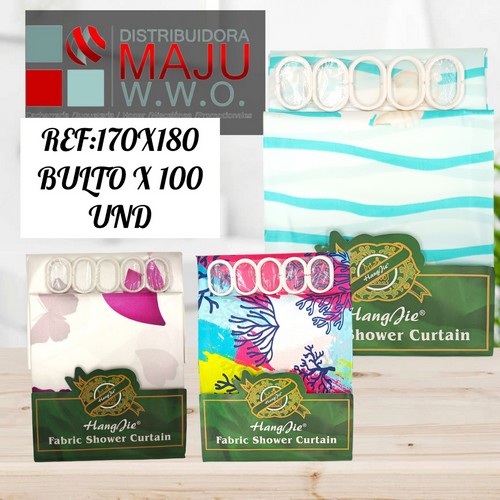 Cortina Para Baño De Poliester Con 10 Ganc