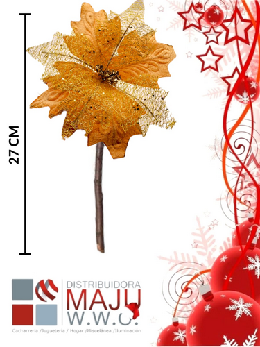 Flor De Navidad Grande De 27X15Cm Rojo Y Do