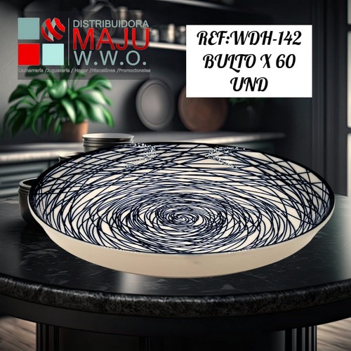 Plato Ceramico Redondo Para Sopa Con Linea