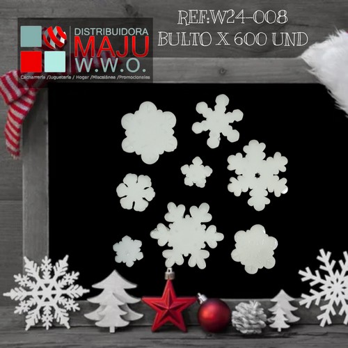 Sticker Navidad Copos Blancos 25Cm