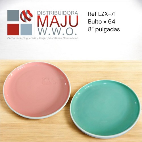 Plato Redondo Semi-Hondo Colores Vivos Liso