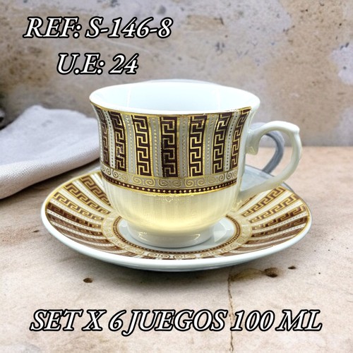 Plato Con Pocillo X 6 Diseño Geometrico Co