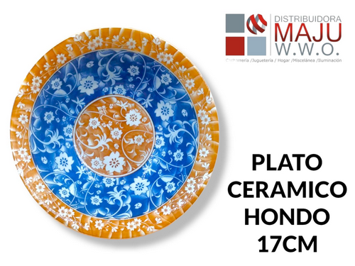 Plato Hondo Ceramico Con Cenefa Florar De 1