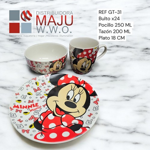 Set 3 Vajilla Infantil Hello Minnie Mouse 25