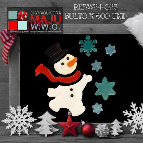 Sticker Navidad Snowman Copos 25Cm