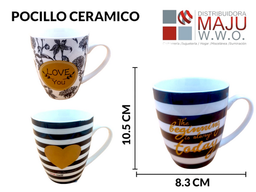 Fg-01 Pocillo Ceramico Mensajes Y Aspecto Retro De