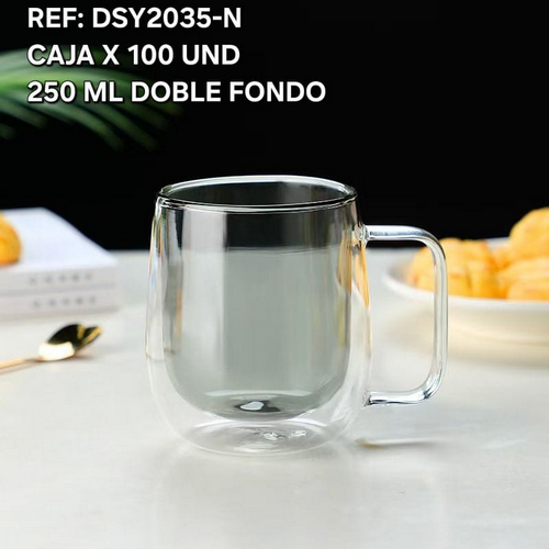 Vaso Doble Fondo Con Oreja 250Ml Negro