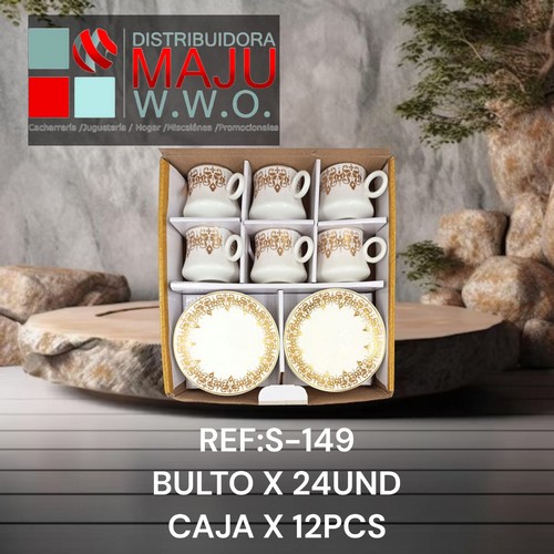 Set De Pocillo Mas Plato Con Diseños X 12Pcs