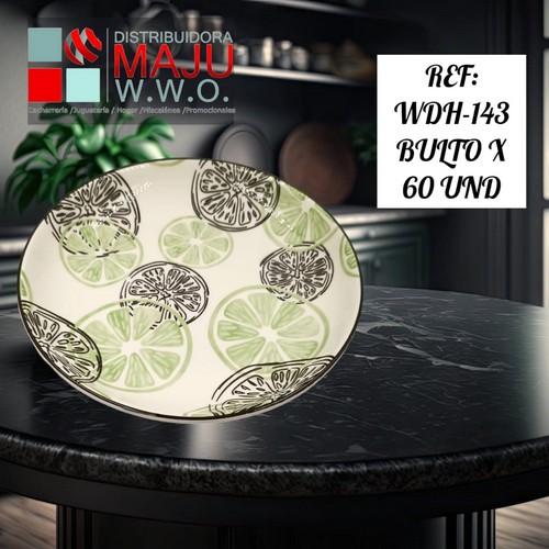 Plato Ceramico Redondo Para Sopa Con Naran