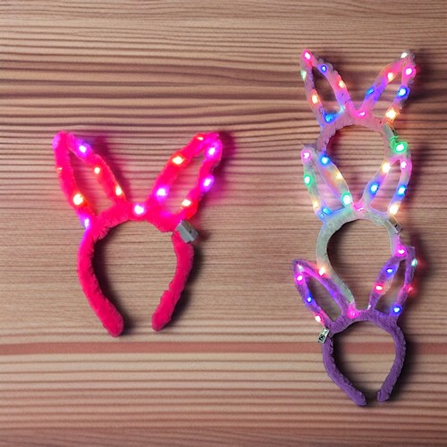 Diadema Orejas Peluche Con Luz Multicolor 3