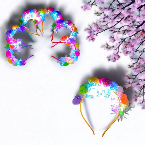 Diadema Flores Con Luz Multicolor 3 Secuenc