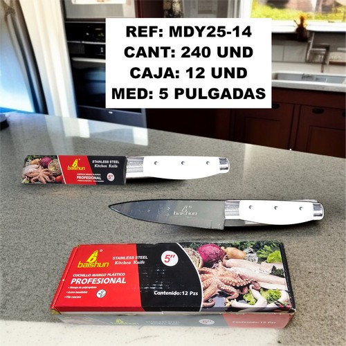 Mdy25-14 Cuchillo De Cocina Mango Blanco