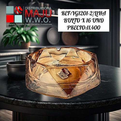 Yg1201-2/L1Ha-Cenicero Gigante Dorado Diamante De