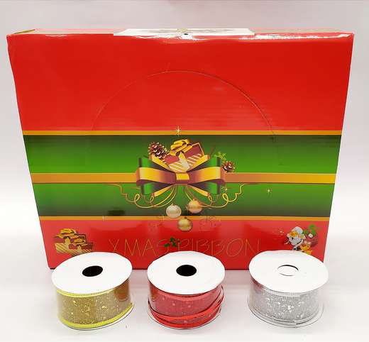 Cinta Navidad Delgada Caja X24 Rojo, Dorado,