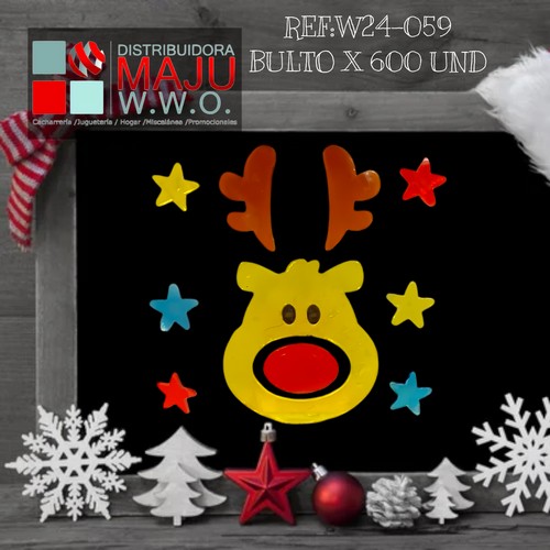 Sticker Navidad Rodolfo El Reno Estrellas
