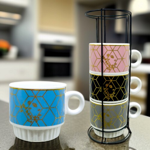 Juego De Pocillos 250 Ml Diseño Geometri