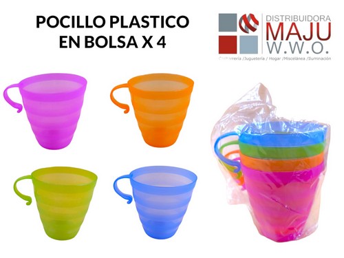 Pocillo Neon Traslucido Colores X4