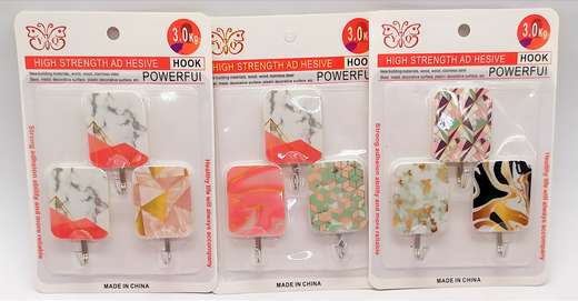 Wi2619/Wi2621 Set De Gancho Adhesivo Por 3 Pcs Rec