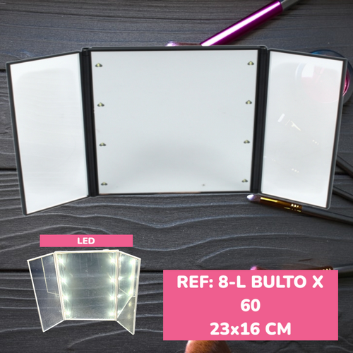 Espejo Led Forma Libro Luz Corazones