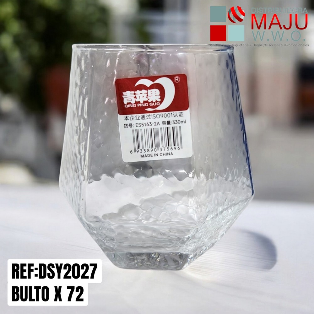 Vaso Whiskero Trasparente En Vidrio Hexago