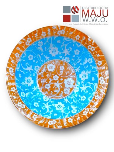 Plato Semi Hondo Diseño Asiatico Azul 20Cm