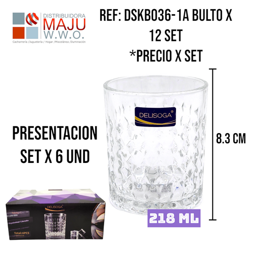 Vaso Diamante Cristal Caja X6Pcs