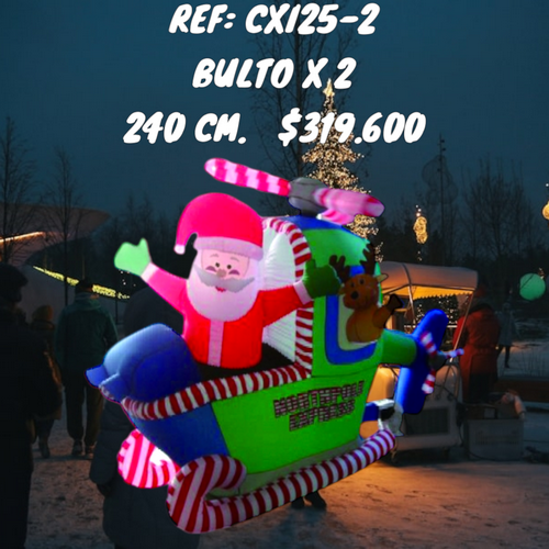 Santa En Helicóptero Con Hélices En Movimi