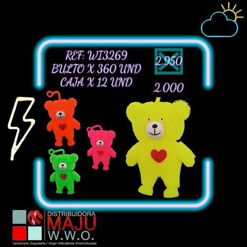 Bolitron Oso Con Corazon Caja X12 De 10X7Cm