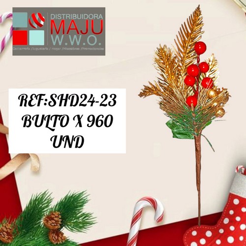Pin Navide?O Muerdago Dorado 28Cm
